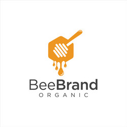 dripping honey bee logo honeycomb beekeeping vector image