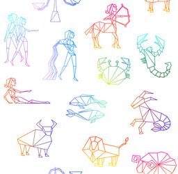 Zodiac signs line art seamless pattern vector