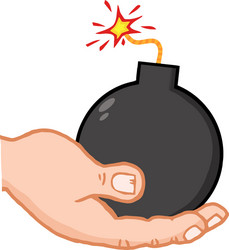 Hand holding bomb vector