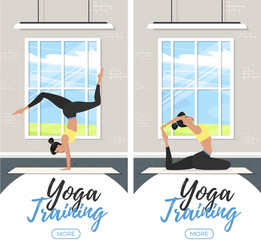 yoga training vertical flyers in flat style vector image