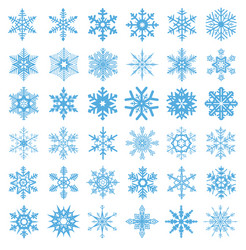 Collection of 36 snowflakes vector