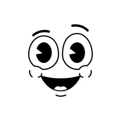 cartoon funny groovy smiling face retro cute emoji vector image