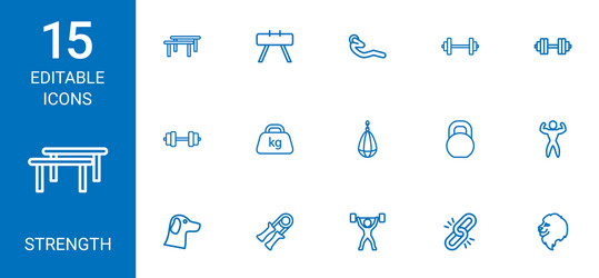 15 strength icons vector