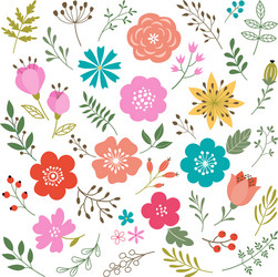 set of floral elements vector image