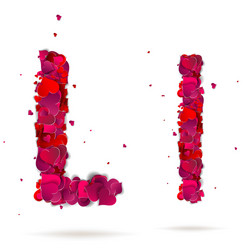 letter l made from hearts love alphabet vector image