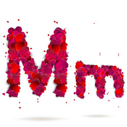 letter m made from hearts love alphabet vector image