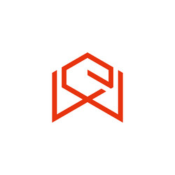 Letter we linked hexagonal geometric line logo vector