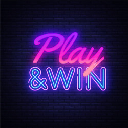 play win neon text design template gaming vector image