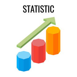 statistic growing chart with arrow going up three vector image