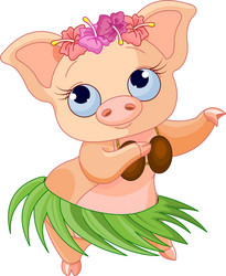 hula dancing pig vector image