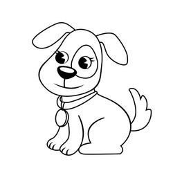 cute cartoon little dog puppy black and white vector image