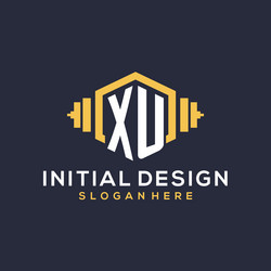 initial xu logo design for fitness center vector image