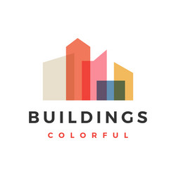 building city skyline colorful overlay logo icon vector image