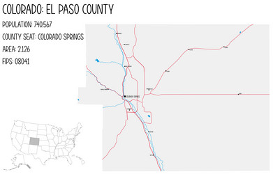 map of el paso county in colorado usa vector