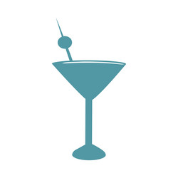 martini glass with olive on skewer semi flat vector image