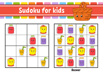 Sudoku for kids education developing worksheet vector