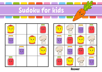 Sudoku for kids education developing worksheet vector