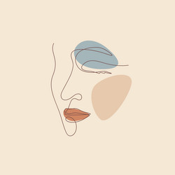 abstract woman face eye closed one line and boho vector image