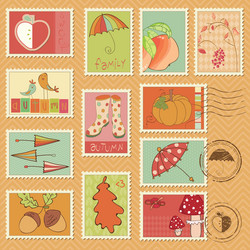 autumn stamps vector image