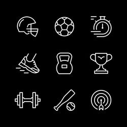 set line icons sport vector image