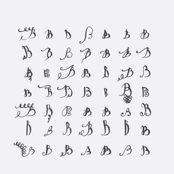 set of calligraphic letters b handwritten vector image