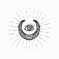 Masonic eye providence in retro style on white vector