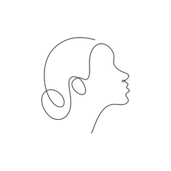 one line woman head design silhouettehand drawn vector image