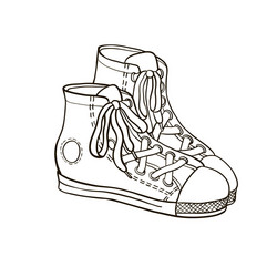 Sneakers line drawing vector