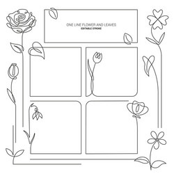 spring flowers background continuous line drawing vector image