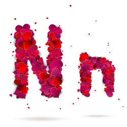 letter n made from hearts love alphabet vector image