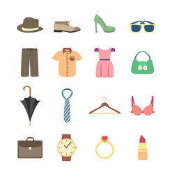 fashion and clothes accessories icons vector image