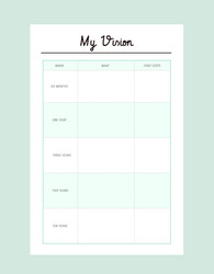 my vision planner template vector image