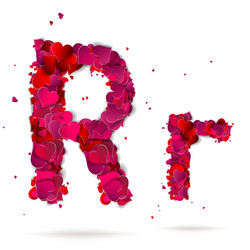 letter r made from hearts love alphabet vector image