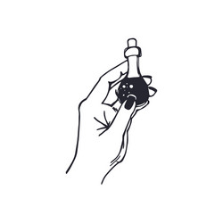 witch hand holding magic potion vector image