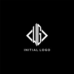 wg initial monogram with rhombus shape logo design vector image