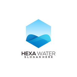 hexagon water logo colorful abstract gradient vector image