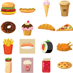 food set icons vector image