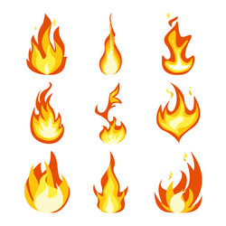 fire light effect flames set design icon vector image