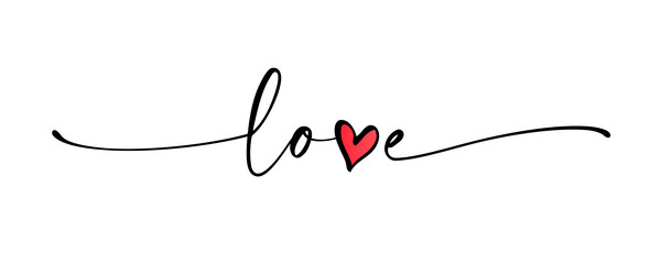 love - continuous line cursive text vector image