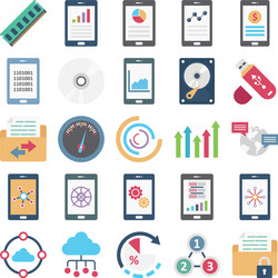 Data science color isolated icons set ever vector