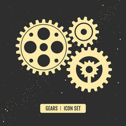 group of gears isolated on black space background vector image