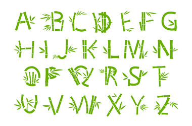 bamboo font green stick abc english letters vector image