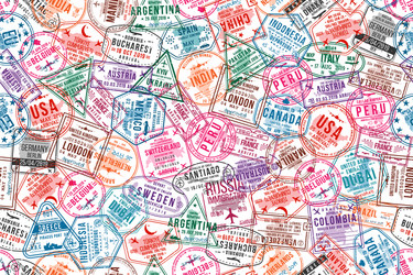 passport visa stamps seamless pattern vector image