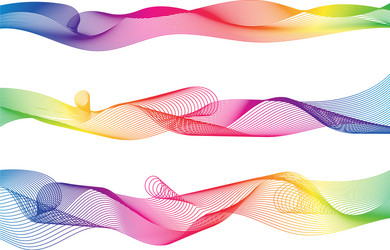 set great rainbow waves lines gradient colorful vector image