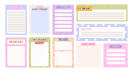 notepads sheets template cartoon kids planner vector image