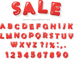 red glossy letters and numbers with soft shadows vector image