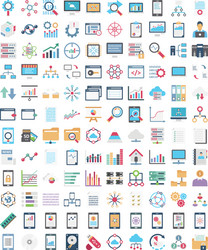 data science color isolated icons set ever vector image