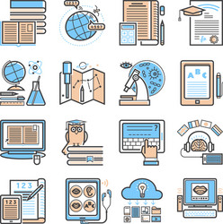 set of flat design outline icons education vector image