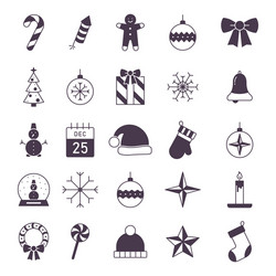 merry christmas icons vector image