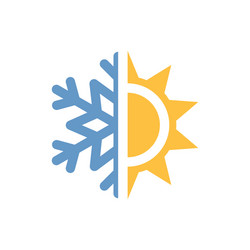 half sun and snowflake colorful icon vector image